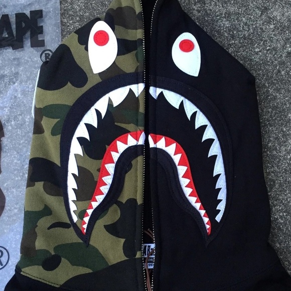Bape Half Camo Shark Hoodie gisli.mx